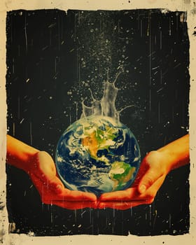 Hands of a person holding a globe, concept of protection and conservation of the planet. Selective focus.