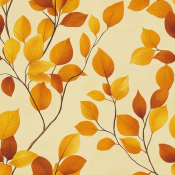 Seamless pattern with leaves on a light background. Selective focus.