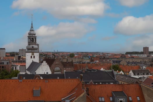 Denmark, Jutland, Aalborg, elevated city view from a rooftop