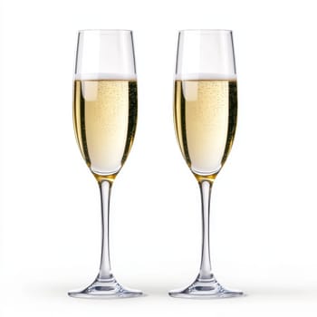 Two glasses of champagne on a white background. High quality photo