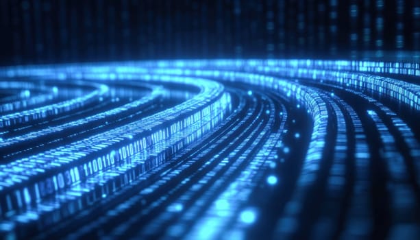 Futuristic abstract background with binary code forming a curved shape
