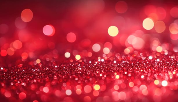 Abstract red glitter background with bokeh effect, creating a festive and glamorous atmosphere
