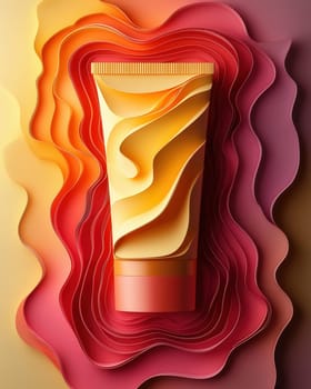 Cream tube on a creative colored background. Selective focus.