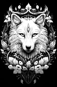 Coloring for kids, coloring animal wolf on a black background