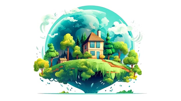 Earth, a lush oasis, A celebration of greenery and trees, a vibrant tapestry of nature conservation a visual embrace for Earth Day festivities