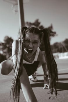 An energetic and expressive dancer strikes a dynamic pose, radiating emotion and enthusiasm in a vibrant environment