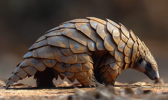 Wild animal pangolin in cartoon style. Selective focus.