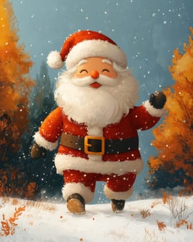 Illustration of Santa Claus on winter background. Selective focus.