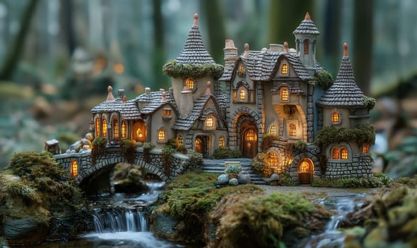 A charming miniature world with architectural houses. Selective focus.