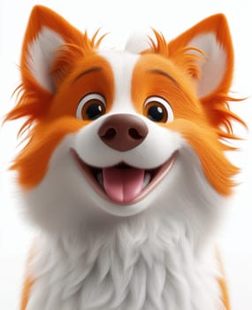 Illustration of a smiling dog on a white background. Selective focus.