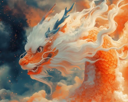 Illustration of a Chinese dragon, a symbol of the new year. Selective focus.