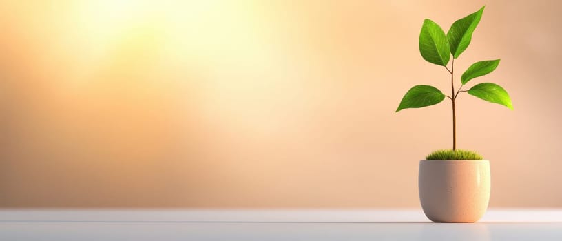 minimalist scene featuring single house plant in pot, radiating tranquility.