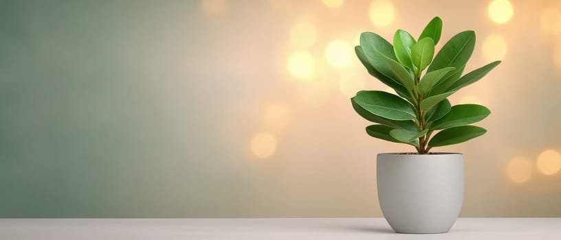 minimalist scene featuring single house plant in stylish pot, radiating tranquility.