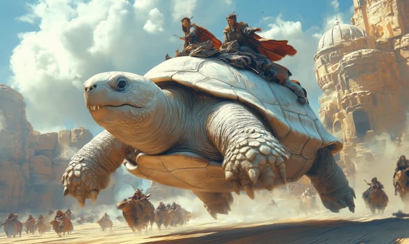 Mystical battle between giant turtles.Selective focus.