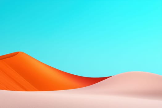 serene landscape of vibrant sand dunes against clear blue sky.