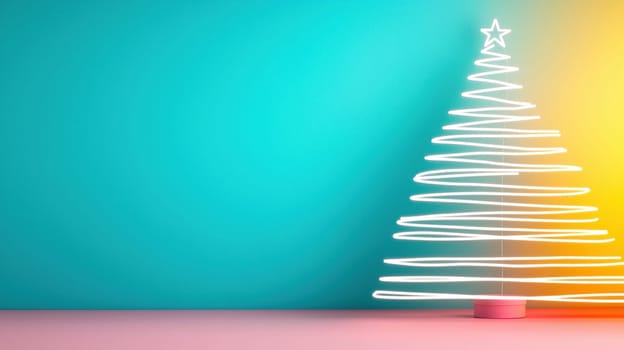 Minimalist Christmas tree design with vibrant background colors.