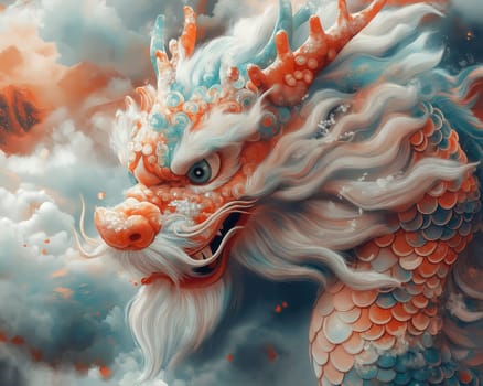 Illustration of a Chinese dragon, a symbol of the new year. Selective focus.