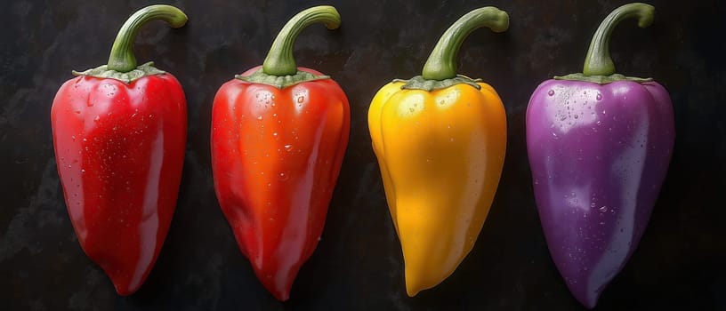 Colorful hot pepper on dark background. Selective focus.