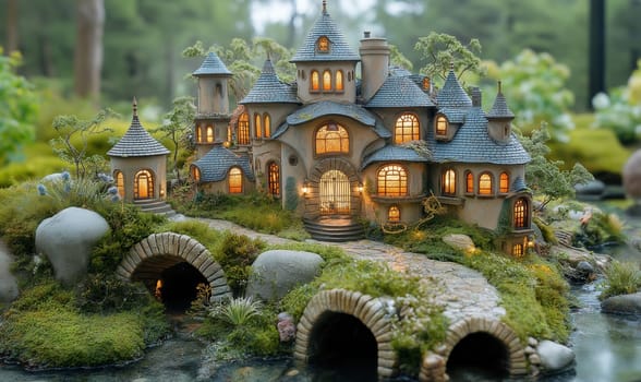 A charming miniature world with architectural houses. Selective focus.