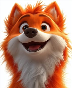 Illustration of a smiling dog on a white background. Selective focus.