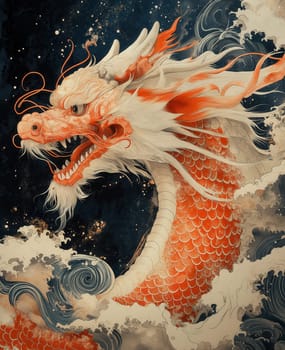 Illustration of a Chinese dragon, a symbol of the new year. Selective focus.