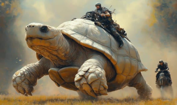 Mystical battle between giant turtles.Selective focus.