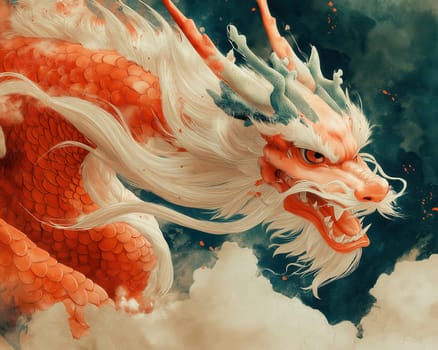 Illustration of a Chinese dragon, a symbol of the new year. Selective focus.