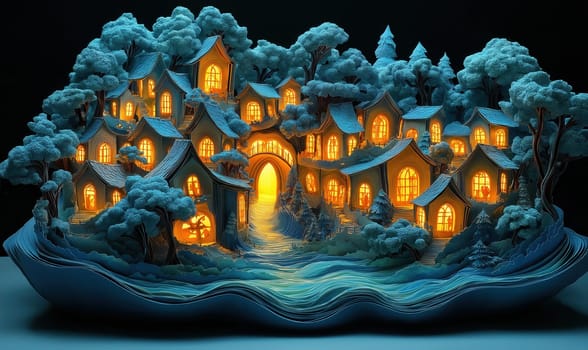 A charming miniature world with architectural houses. Selective focus.