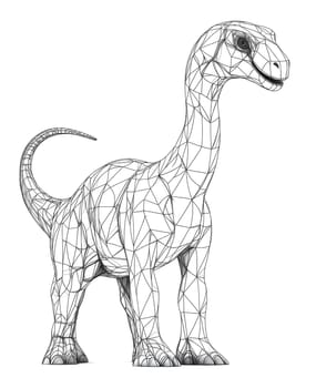 Coloring page for kids, coloring page colorful animal, dinosaur made of geometric shapes