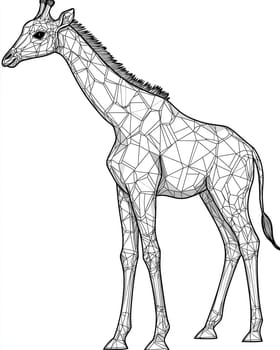 Coloring page for kids, coloring animal, giraffe from geometric shapes