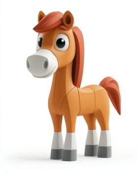 Cartoon 3d, horse on a white background. Selective focus.