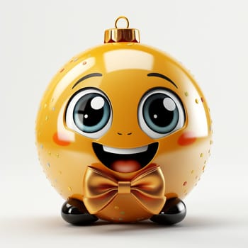 Cartoon New Year's smiley on a white background. Selective focus.