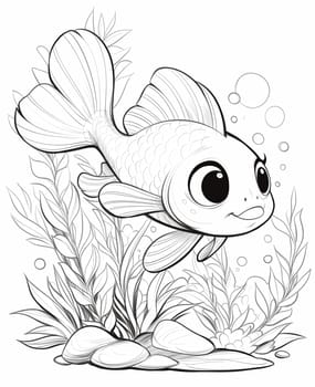 Coloring for children, underwater world, fish