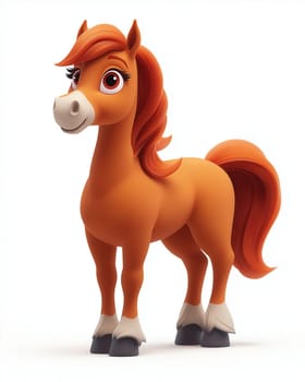 Cartoon 3d, horse on a white background. Selective focus.