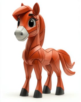 Cartoon 3d, red horse on a white background. Selective focus.