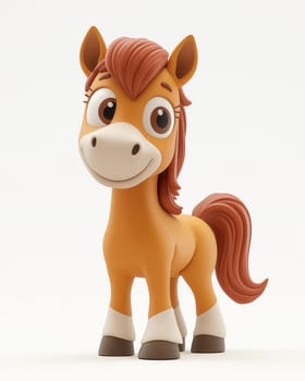Cartoon 3d, horse on a white background. Selective focus.