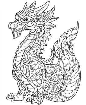 Coloring for kids, coloring colorful animal, dragon from geometric shapes