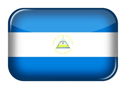 A Nicaragua web icon rectangle button with clipping path 3d illustration blue white