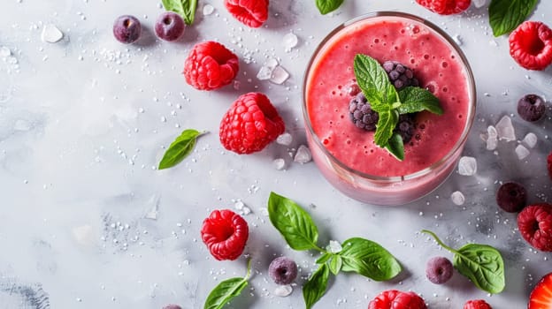 Colorful healthy smoothies and juices with fresh tropical fruits, Generative AI, drink