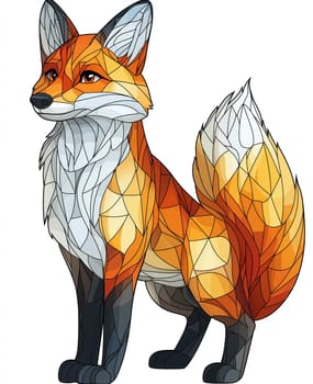 Illustration of a fox on a white background. Selective focus.