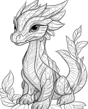 Coloring for kids, coloring colorful animal, dragon from geometric shapes