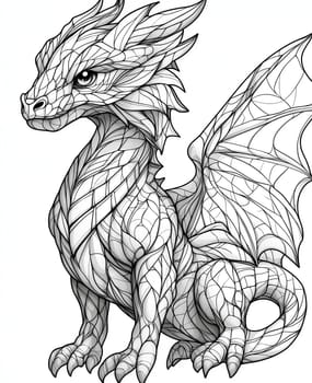 Coloring for kids, coloring colorful animal, dragon from geometric shapes