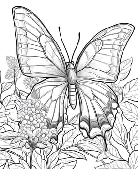 Coloring page for kids, coloring page colorful insect, butterfly