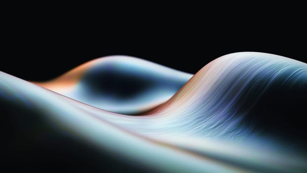 Graceful lines flow in a colorful wave on a black background, exuding energy and motion. Perfect for creative projects, this mesmerizing piece combines beauty, simplicity, and a futuristic touch