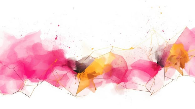 Abstract watercolor artwork mixed with buzzy geometric shapes for background of social media banner generative AI image