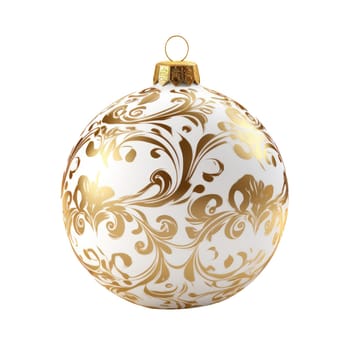 Glitter gold christmas ball isolated on white background. Christmas design