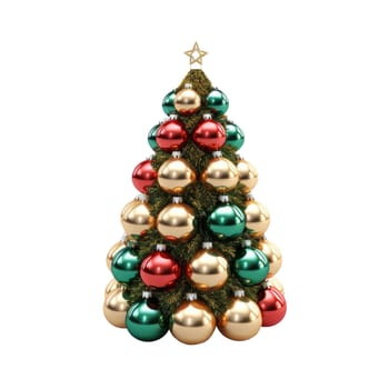 Christmas tree with Christmas balls on a white background. For Christmas design