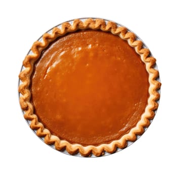 Pumpkin pie isolated on white background. Thanksgiving Day traditional American food.