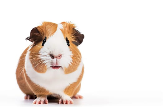 Cute guinea pig on a white background. AI generated.