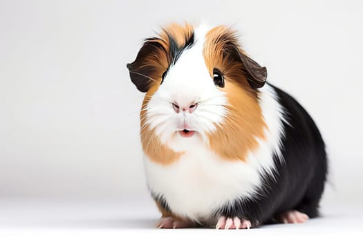 Cute guinea pig on a white background. AI generated.